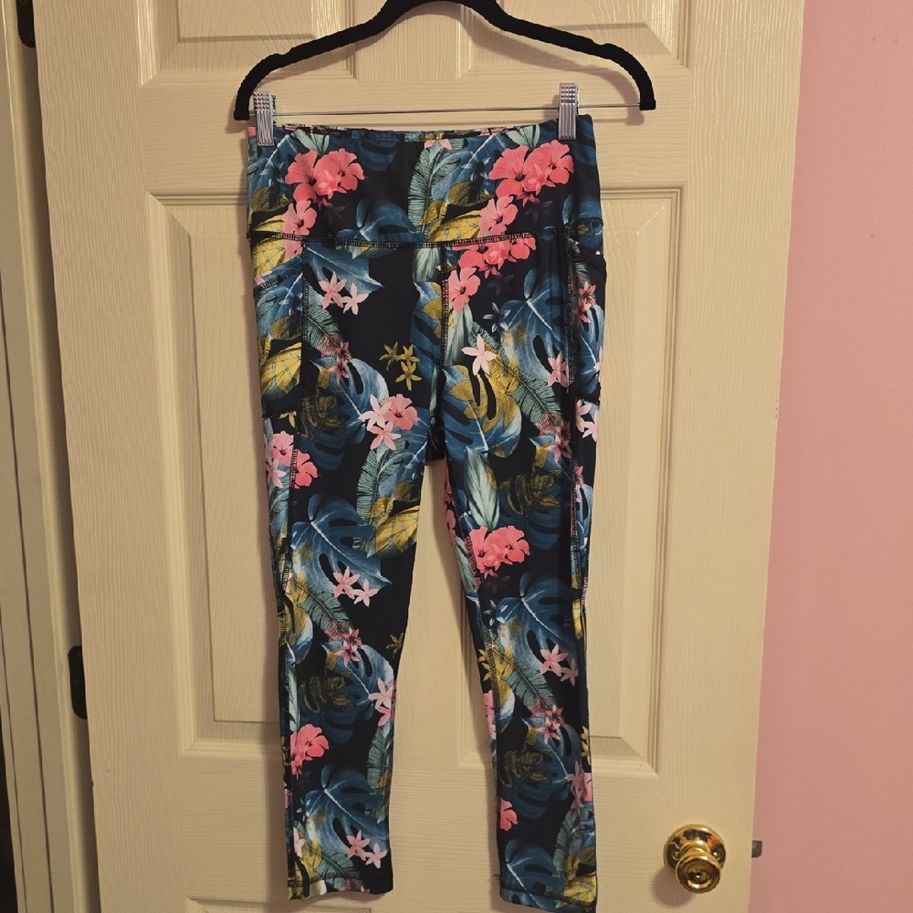 Avia Leggings with Pink and Blue Floral Design